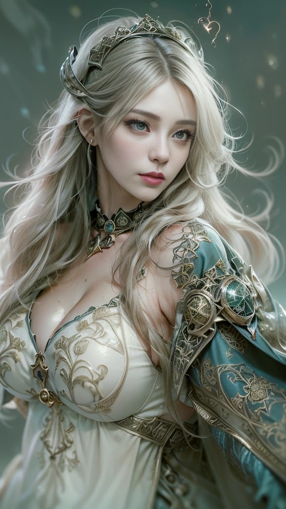1girl in, age19, Solo, Long hair, Colossal , Looking at Viewer, blonde hair, Bare shoulders, Brown eyes, jewellery, Full body, a necklace, off shoulders, Sweaters, Realistic, A sexy, no makeup and in the green dress, (photograph:1.2)、(photorealistic:1.3)、(masterpiece:1.3)、(Highest image quality:1.4)、ultra high resolution、realistic eyes、 (detailed eyes)、(detailed facial features)、(Detailed garment features)、8K resolution、solo focus、26 year old cute woman、small face、 ,From Side, Photorealistic, Official art, Unity 8k wallpapr, 8K Portrait, Best Quality, Very high resolution, (Incredibly beautiful nature background:1.6), One girl, One beautiful teenage italian girl, sixteen years old, Obscene, (Sexy and glamorous:1.1), (A coquettish expression:1.6), (small breasts with raised pink areolas,:1.6), Vulgarity, (seductively smiling:1.2), (full body1.0), (erotic posing:1.5), (Magic Attack Pose:1.6),(magical effects like sparkles or energy:1.5), (Electric shock from hands:1.1), (Detailed blue bodysuit with beautiful fractal or marble design:1.5), (Beautiful and d delicate ruby, topaz, emerald and sapphire jewelry:1.45), Beautiful seductive face, Portrait, (Thick eyebrows:1.2), (Big purple eyes:1.2), Beautiful eyes with fine symmetry, (Ultra detailed eyes:1.4), (High resolution eyes:1.1), Intimate face, (ultra detailed skin texture:1.4), White skin, pale skin, Perfect Anatomy, Thin, (Beautiful toned body:1.1), Hair Bow, (Moist skin:1.1), full of sweat, No makeup, dark circles, Good anatomy, Focus Face, goodlooking, (Emilia Clark:0.6) (Emma watson:0.3),(Jennifer Connelly:0.4), (sensual face:1.5), Elegant face, Nice, Dolce, Cyberpunk Sci-Fi, (Gauntlets with intricate and beautiful designs:1.2), Blurred background, Blurred foreground, depth of fields, (Motion Blur:1.1), Complex and colorful biomechanical bodysuit, Zentangle, mandalas, Entangled, (Small breasts:1.2), Sheer breast, (Beautiful :1.2), (NSFW:1.2), large hips, drivel, Juice stain, grabbing on breasts