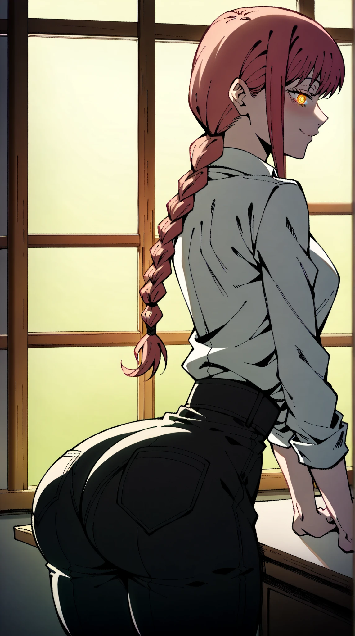 ((best quality)), ((masterpiece)), (detailed), suburban street, slender teenl, ((((plain white button shirt)))), (((plain pink panties))), (((upskirt peak))), (((skinny thighs))), (((skinny waist))), ((blushing:1.3)), (((shocked expression:1.2)), blonde hair, braid, (((view from behind))), arms behind head