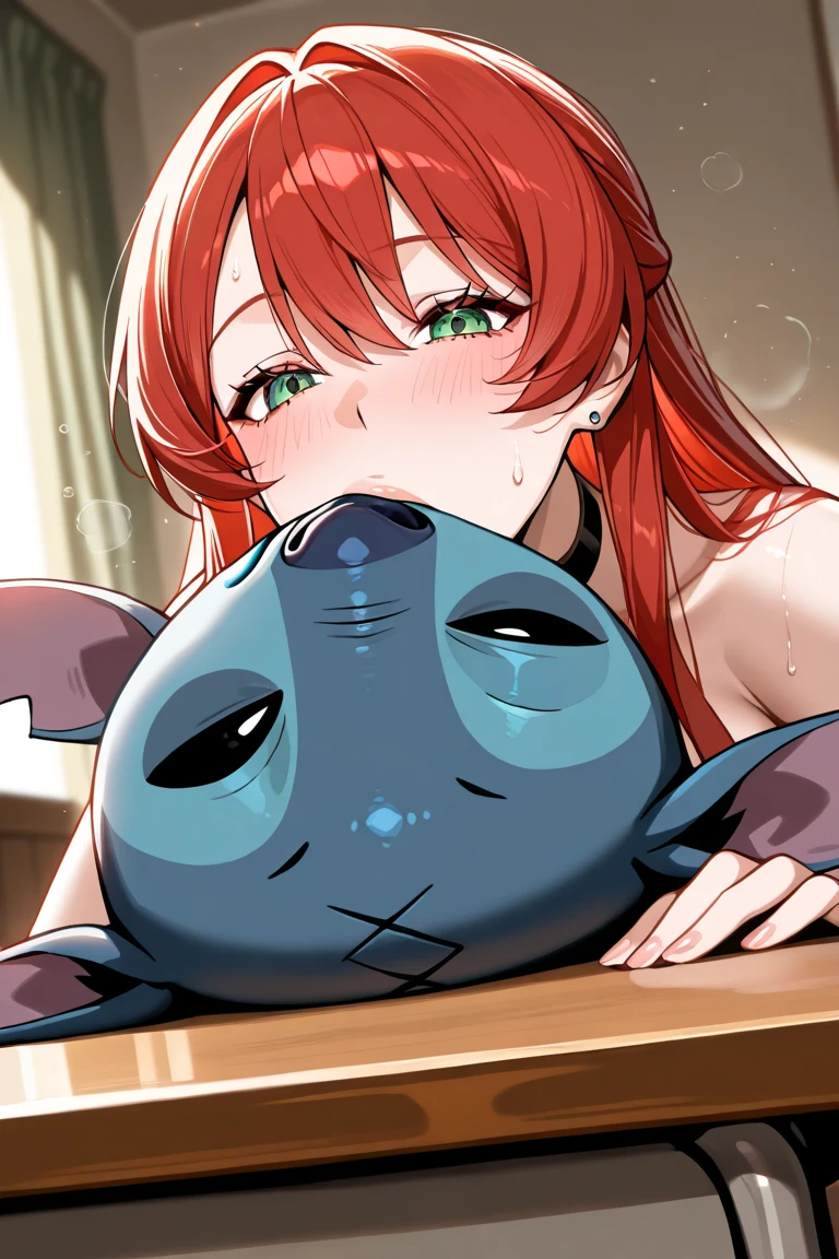 score_9, score_8_up, score_7_up, source_アニメ, sakimiya iruka, red hair, green eyes, one side up, medium hair, green scrunchie, hair ornament, shiny skin, rating_explicit, large breasts, large ass, (micro mini bikini), scared, tears, (sweat),(steam, heavy breathing:1.2), trembling, drooling, head grab, orc, 1man,(huge penis:1.5),(after fellatio:1.2),(Put your dick next to your face:1.4),(cum in mouth, Semen overflowing from the mouth:1.7), (facial, cum on hair:1.3), cum string, excessive cum, looking at viewer, ass pov