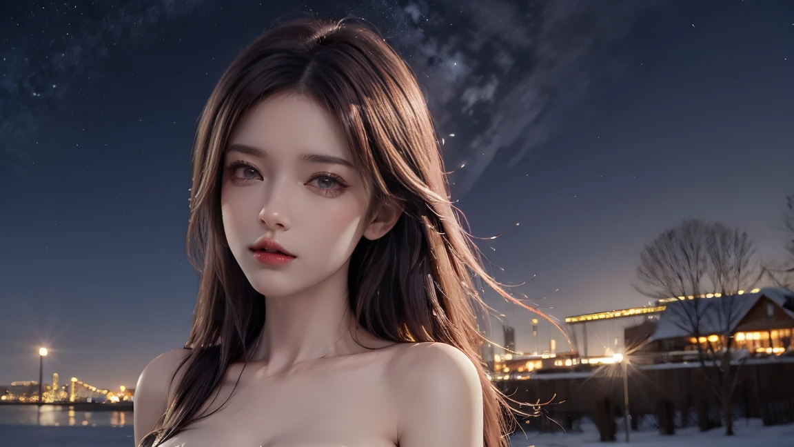Shooting with anamorphic lenses、Near future、 girl with, a beauty girl,((Matte skin))、The wind is blowing、Well-formed face、((Not wearing pants))、fullnude、14years、８Head and body、a small face、A slender、Very skinny、skinny、tiny chest,Ribs、discreet breasts、Smaller chest、small tits、beauty legs、Constricted waist、dented belly、Model body type、Beautiful black hair with luster、Backgrounds that look like real photos、(((NSFW)))、(Thigh strap for only one leg)、Happy face、Schoolgirl Uniform、Book cover、Artistic silhouette、Moon Night、Moon、Susuki