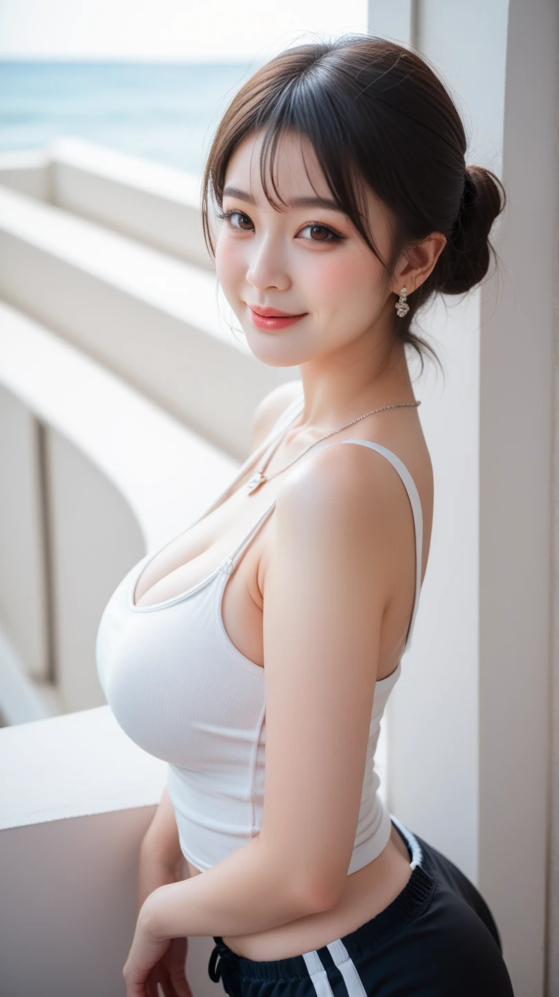 ((Best Quality, 8K, Masterpiece: 1.3)), 1girl, Slim Abs Beauty: 1.3, (Hairstyle Casual, Big Breasts: 1.2), Dress: 1.1, Super Fine Face, Delicate Eyes, Double Eyelids, Smile, Home