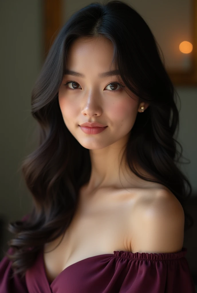 ultra-detailliert、hight resolution、ighly detailed、a beautiful detailed girl、extremely detailed eye and face、beatiful detailed eyes、Facial light、best qualtiy、​masterpiece、illustratio、extremely delicate and beautiful、nffsw、8K Wallpapers、exquisitedetails、Model photography indoors、Casual Fashion、Black eyes、Dark hair、Angle from which you can see the style of the whole body、Background blur