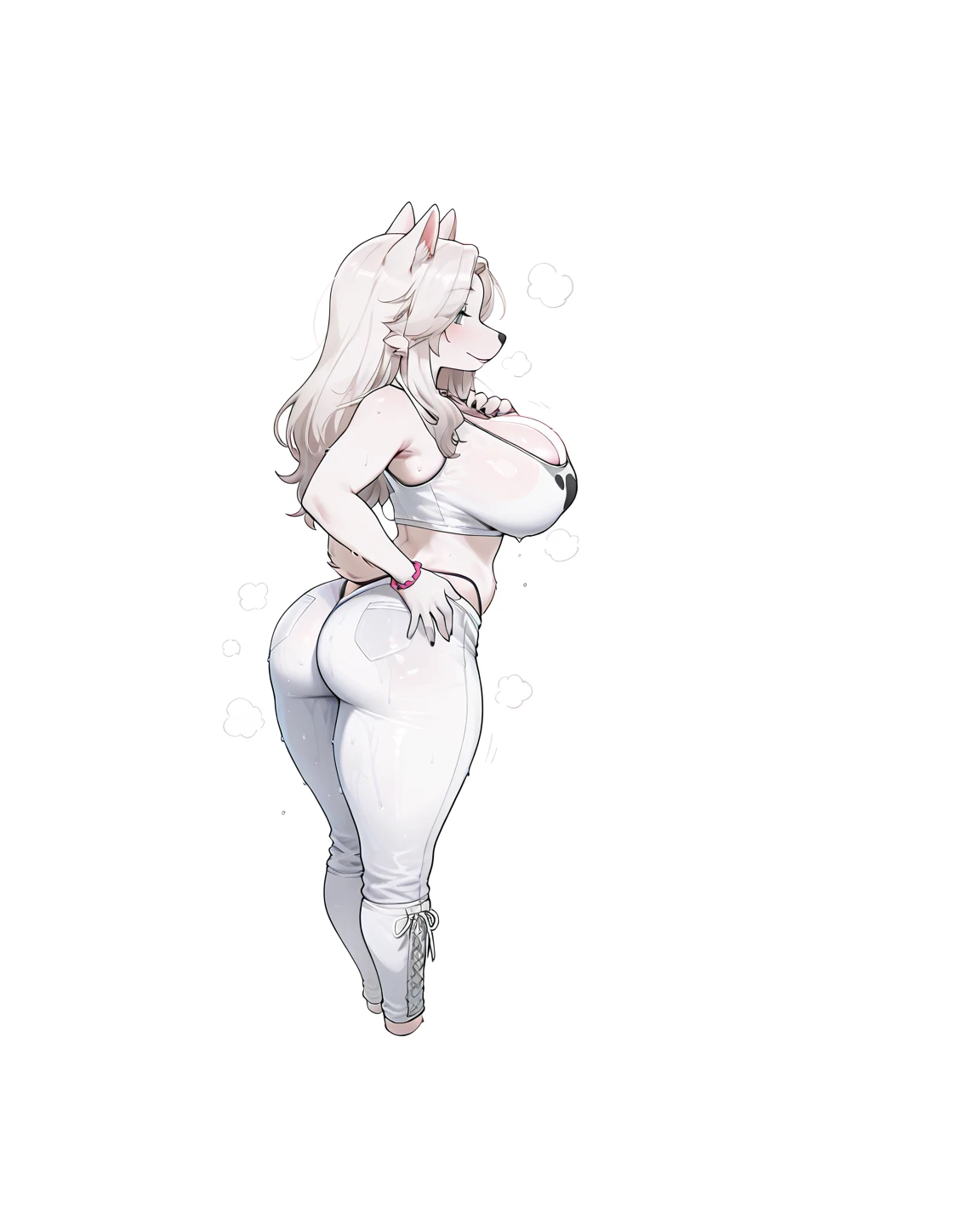 8K, ((masterpiece)), ((stunning artwork)), (carefully drawn), (highly detailed), solo, alone, uploaded to e621.net, solo, by meesh, by darkgem, minerva mink, blonde hair, female, detailed eyes, perfect eyes, (huge breasts:1.3), (firm breasts:1.2), (perky breasts:1.2), thick nipples, (nude:1.5), standing upright, detailed vagina, huge dildo, curvy, slim, muscular thighs, buff, bulky, bodybuilder, wide hips, big legs, (showering:1.6), bare feet, hands on her head, standing in shower stall, one shower head, seductive smile, tail, bathroom, wet hair, wet fur, brightly lit, standing upright, casual posture,
