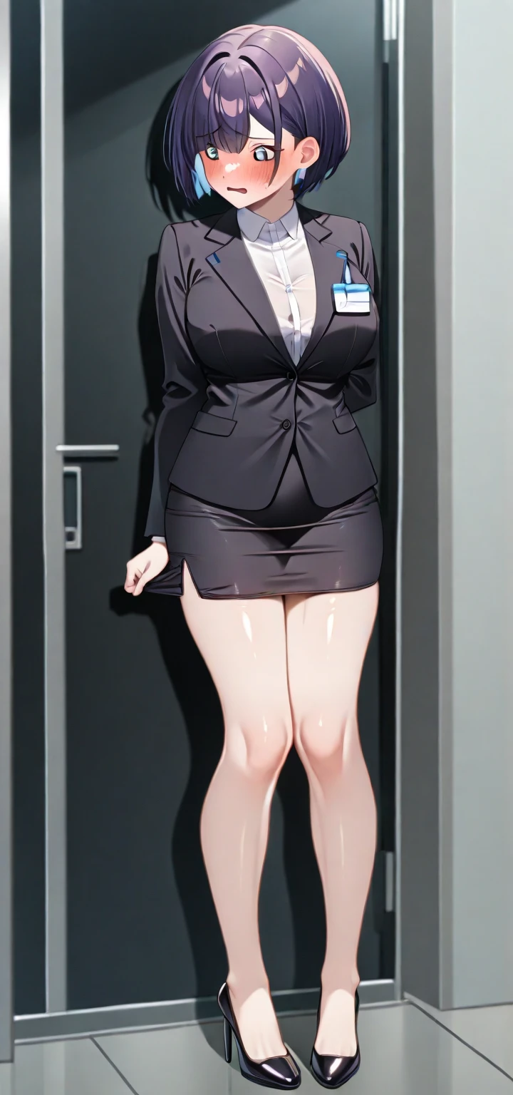 seductive anime girls, beautiful and seductive anime woman, Anime goddess,Beautiful anime,tmasterpiece， High- sharpness， high high quality， Detailed face， detailed body render， Dark lips， Unzip the one-piece leather jacket， exhibitionism，No bras， breasts out，， standing on your feet， Be red in the face，Full body photo，Orgasmic face，Eyes rolled up，Mouth open，The tongue is pulled out，Full Body Sweat
