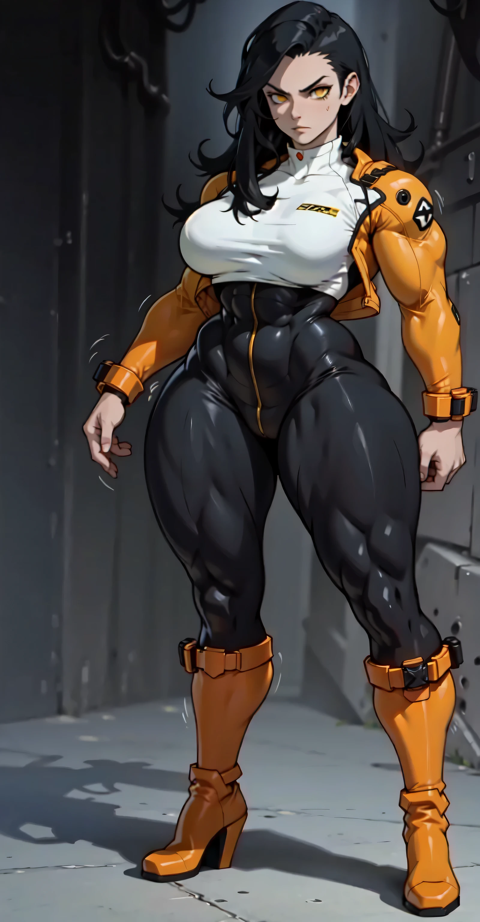 Female funger lying in bed, full body, standing, straight, symmetrical, looking at the viewer, very detailed illustration, 1solitaria, big breasts, high resolution, high quality, Masterpiece, looking at the viewer (female knight) orange long hair, absurdities, ultra detailed, (8k, Best Quality, Masterpiece:1.2) (realist, fotorrealista:1.37) (whole body) legs apart (wide stance) standing in front, ultra detailed, 1 girl,beautiful, alone (feminine works) (big breasts:1.5) (Beautiful detailed eyes) (SMILE:1.2) (Closed mouth), sharp focus, depth of field, Good composition, very long straight hair, hair explosion ((Orange_eyes)) intricate, bokeh (Tetsuya Nomura style) perfect breasts, White tank top, black thong, suspenders, gloves, socks, Toned body, athletic, Wide hips, thin waist, toned arms, exposed abdomen