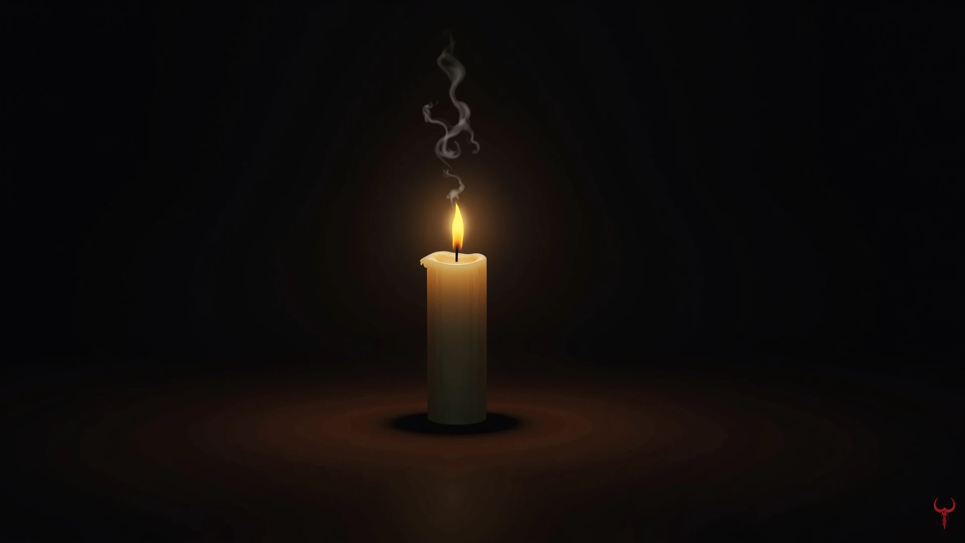 A beautiful, elegant candle and diffuser shop logo, cinematic lighting, chiaroscuro, warm glowing candle flame, smoke trails, luxury golden text, minimalist modern design, high contrast, dramatic shadows, ornate floral accents, refined, premium quality, masterpiece