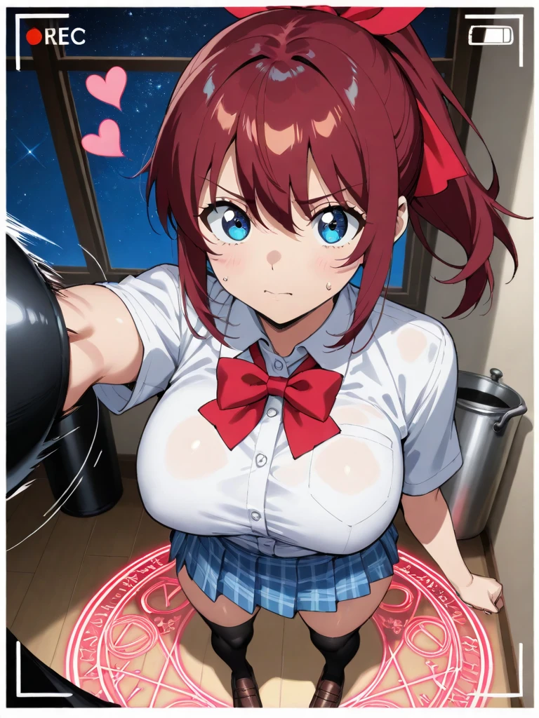 One Woman、beautiful girl、waitress、20-year-old、Side Ponytail、restaurant、waitressの制服、Short skirt、Black Pantyhose、Highest quality, smile,Big Breasts、Very big boobs、Put your on the table、 sinking into the table、Put your boobs on the table、Bust up angle、Place breasts on table、Jiggly breasts、Putting the udder on the table、Put your on the table、Place your chest on the table