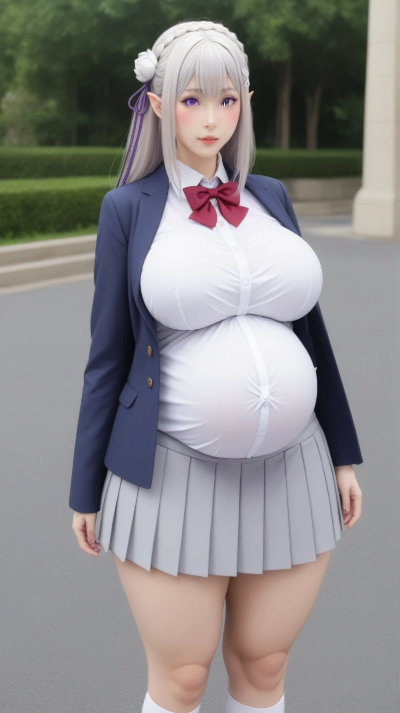 akaneshinjou, shinjou akane, light purple hair, (pink eyes:1.2), short hair,
BREAK black pantyhose, bow, collared shirt, hood, hooded jacket, jacket, open clothes, open jacket, open shirt, pantyhose, purple bow, purple jacket, school uniform, shirt, sleeves past wrists, unbuttoned shirt, white shirt,,
BREAK indoors, city,
BREAK looking at viewer, BREAK (masterpiece:1.2), best quality, high resolution, unity 8k wallpaper, (illustration:0.8), (beautiful detailed eyes:1.6), extremely detailed face, perfect lighting, extremely detailed CG, (perfect hands, perfect anatomy),((heavy breasts:1.3)),Pregnant belly