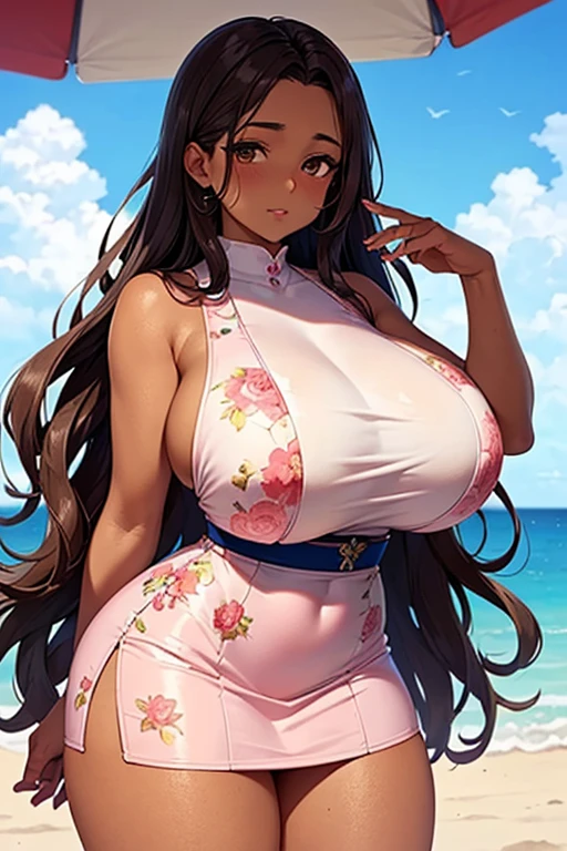 tmasterpiece, Awesome, peeping at the viewer, Realistis, The whole body is in the shot, on the lap, squatt, brunette color hair, long whitr hair, Thorough, large tall, Force real water, White less cloth transparent mini shirt, White transparent thong, beachside, RAWE is very detailed, ahegao, roll eyes, Be red in the face,, Sticky tongue, Vaginal rupture, Leucorrhoea, very Bigger breasts, Grasp your breasts with both hands,spread their legs, sexually arousing, sexual expressio, Glossy glossy skin。Tongue stock,Makeup,cheerfulness,Reflectors,ahegao,Pink eyes,Heart earrings,1,Solo,Female pervert,hair flower,Long hair,multicolored hair,Shiny hair,