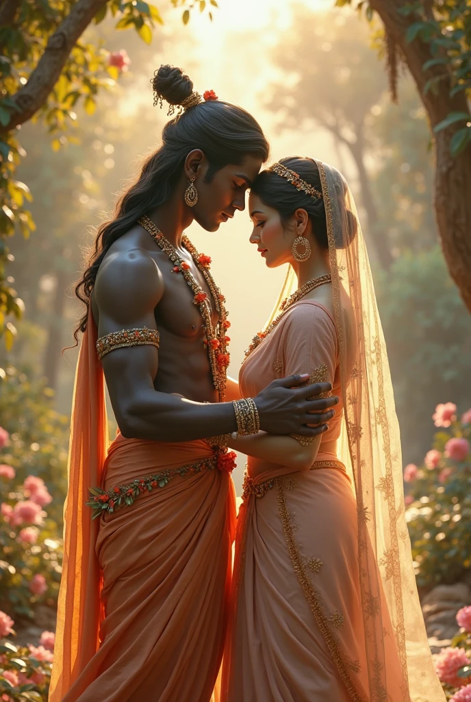 Beautiful Indian male and beautiful Indian women present, straight photoshoot currency, full body picture, moonlight night, night time, winter, forest path walking, wide face, cute, big eyes, reputable, photorialistic, street, wide background, big tits, sexy thin Sari, long waving hair, crack, symmetric face, excellent work, 8, ultra realistic