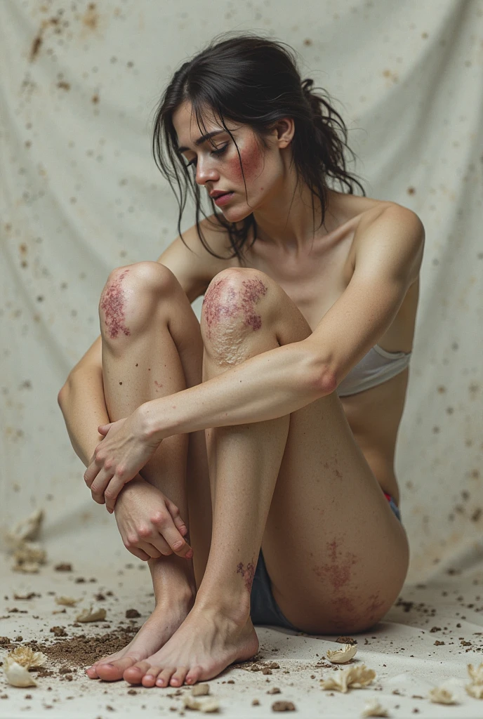 8k quality, full body view, wet, naked, shy, sexy, clean body, alisa selezneva , 5 years old, short hair, black lipstick, shy, cum on face, Mouth open, looks up, large dick, cum on face, cum on hair, cum on breasts, missionary vaginal, creampie, looking on viewer, lies in bed 