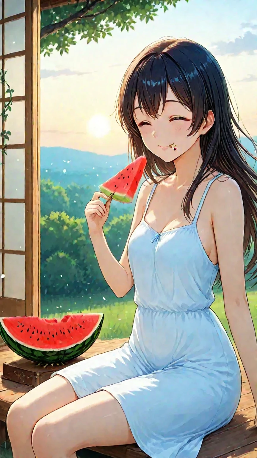 Chewing a cucumber in your mouth、blush、girl、cute、white lace underwear、 --auto