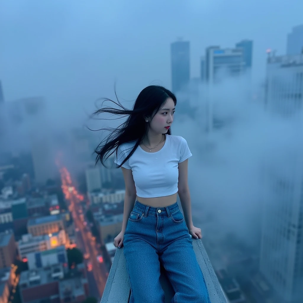((crane))、Rainy Sky、((1girl)),from below