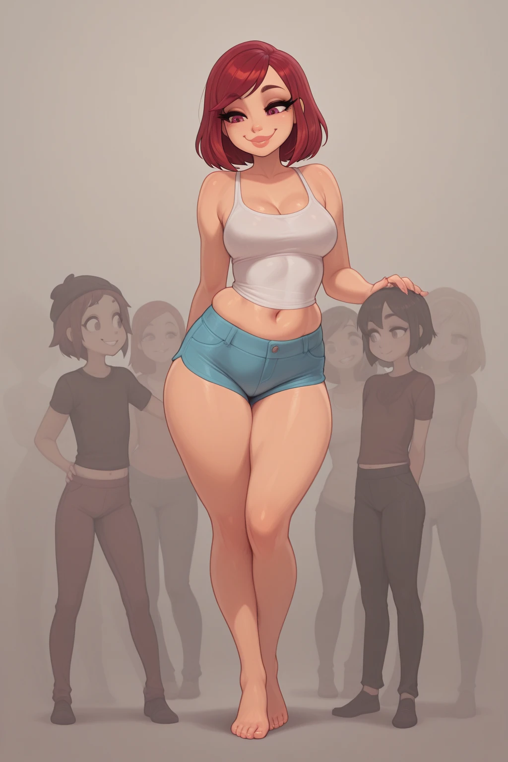 ((Picture of a girl quickly gaining weight)), black comic borders ((one girl)) ((head to toe shot)), ((progression left to right)) (in heat)(highres, high quality:1.1), , (), female, human, , (dynaic pose),, stuffed_belly,  ((all angles)) (shorts), (ripping clothes, popping buttons)
Wide eyes, surprised eyes,