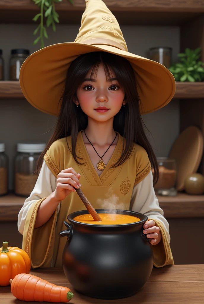 Witch, cute, cool and bad, eating hot pot, intricate details, 3D --auto --s2
