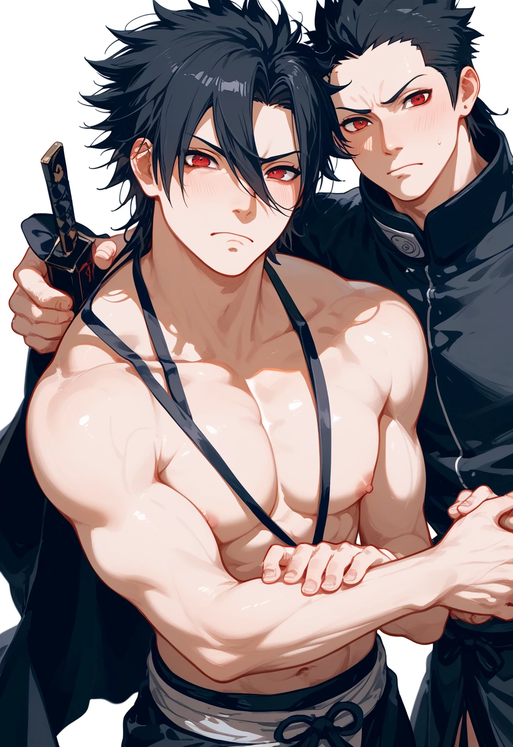 (masterpiece), best quality, expressive eyes, perfect face, perfect eyes, perfect body, 1boy, only 1 Scaramouche, single, husbando, muscular male, cisgender male, masculine, masculine face, anatomically correct, handsome face, hunky, buff Scaramouche, male Scaramouche, mature Scaramouche, Scaramouche from genshin impact, sweaty Scaramouche, drenched in sweat, sole male, solo, alone, muscular biceps, muscular chest, broad shoulders, perfect nipples, nude, steamy armpits, slave collar, scaramouche wears latex shorts, scaramouche wears bondage gear, scaramouche wears bdsm gear