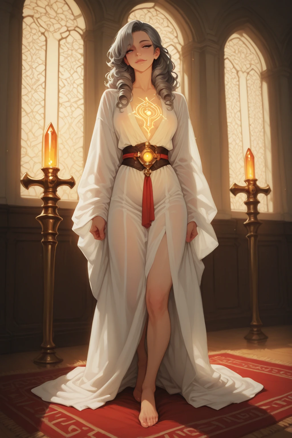 bright silver futuristic goddess girl in coverall ((bloody-red pleated skinny suit)) with (golden lines) accents (((skirt))) (((goddess robe with long sleeves))) with fireball, (crop robe), (runes on skin), epic, elite, ((lacy)), futurism, cyberpunk, silk, fur, (stockings), decollete, natural breasts, slim body, zettai ryouiki, ((((medium length hair)))), (gradient silver-hair) and red highlight streak in hair, (beautiful detailed bright ((glowing)) fire eyes), portrait, (beautiful and aesthetic:1.2, fractal art:1.4), most realistic, hyper-realistic, RAW, highest quality, best quality, Detailed, Realistic, 4k highly detailed digital art, octane render, bioluminescent, (cool_color), best pixels, 8k ultra, extremely detailed CG unity 8k wallpaper, cinematic lighting