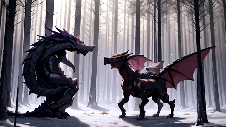 arafed dragon with large wings standing in a forest by a stream, dark fantasy concept art, dark fantasy artwork, dark fantasy art, in style of dark fantasy art, dark fantasy style art, 4k fantasy art, photorealistic dark concept art, dark fantasy horror art, the witcher concept art, dark fantasy illustration, dark cinematic concept art, epic fantasy artwork