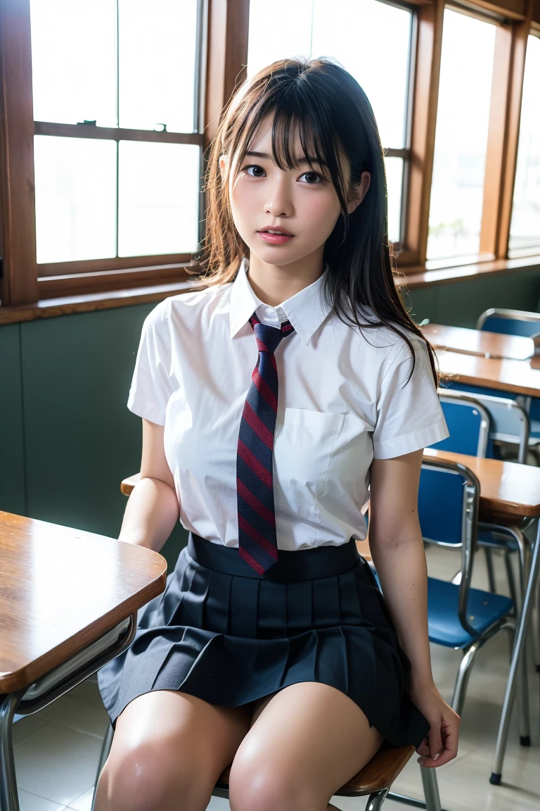 Ulchan-6500-v1.1, (RAW photo:1.2), (realistic:1.4), beautiful detailed girl, very detailed eyes and face, beautiful and detailed eyes, (between legs:1.5),that'ridiculous, 信じられないほどridiculous., huge file size, (highly detailed wet ), High resolution, very detailed, highest quality, table top, (( in school uniform:1.2)), shape, very detailed, nffsw (English) (English) (English), integrated, 8k wallpaper, wonderful, delicate details, table top, highest quality, Highly detailed ticker Unity 8k wallpapers, face light, movie light, 1 girl, 16yo, ((spread your legs and show me your wet parts )), ((dynamic pose))), (camel toe), (half), (Legs that sit with knees bent and thighs apart))、big
