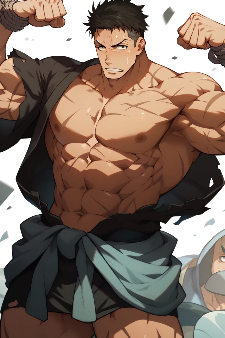 (坐exist地上), (A corner of the photo from bottom to top) (Highest quality images) Lion Man ,real, young, ( Wearing shorts), Crotch protrusion, Anime Character, Legs open, 男性Face, bonito rosto young, Undercut Hair, Huge chest muscles, 大腿muscular, Biceps tendon, Huge body, Toned body due to intense training, muscular, 8-pack clear ABS, 3 meters high, Topless, , Glowing skin, Dihan.com, 双手放exist大腿上, barefoot, No beard,best quality, masterpiece, expressiexistless, Ultra-high resolution, Detailed background, man, Solitary, texisted male, short hair, Sukuna a man with pink hair and shirtless, Tattoo_both sides, Tattoo_exist_his_Face, Face to viewer,
