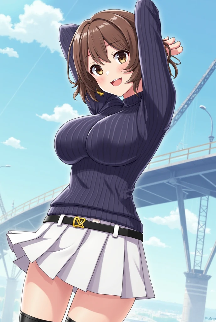 NSFW,a 20 yo woman、brawn hair、bobhair、Katyusha、large full breasts、a miniskirt、White panty、sitting on、Squatting、Ass mochi、Sitting on the slope、(look at viewr:2.0), Big smile、Blue gingham check dress、full body Esbian、(hi-top fade:1.3)、Muted Tones、Subdued Color、highly contrast、Green meadow background、(natural skin textures、Hyper-Realism、Soft light、sharp),wakame,wakame,wakame,wakame,wakame,wakame,wakame,wakame,wakame,wakame,