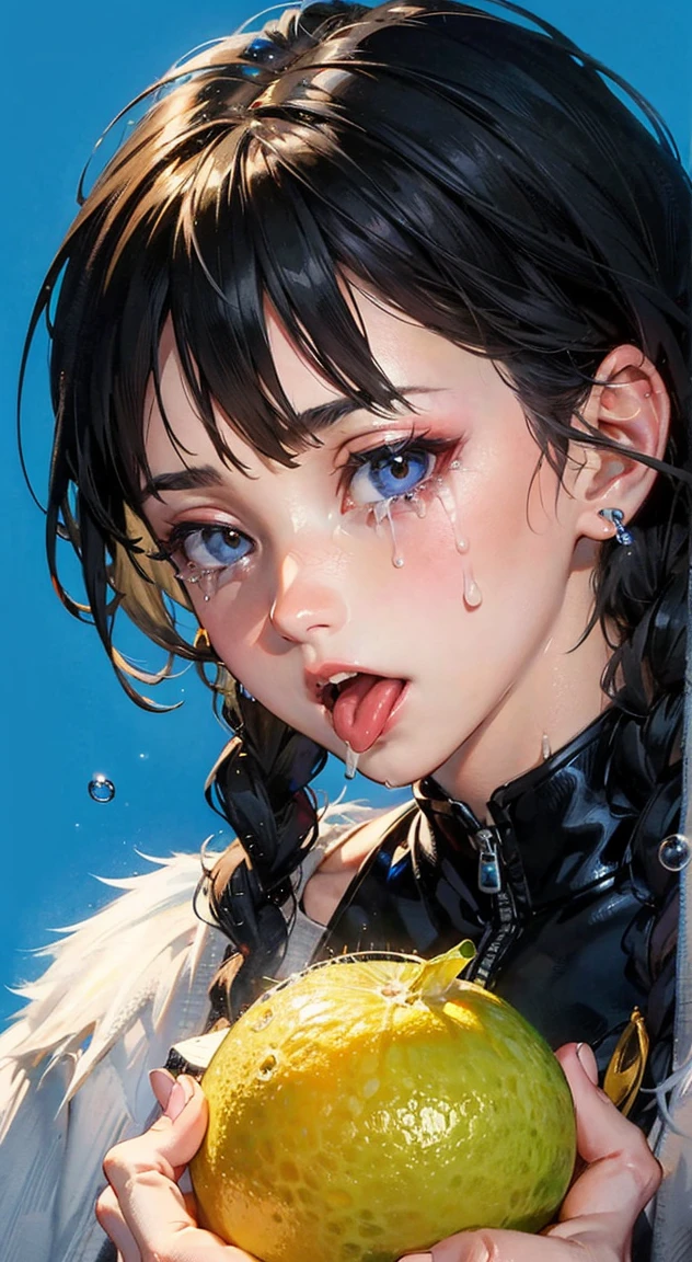 (masterpiece:1.3), (8k, Realistic, RAW Photos, highest quality: 1.4), Absurd, Charm, Ultra-high resolution, Ultra-realistic, Very detailed, Golden Ratio, (Realistic), (Best Shadow), Low contrast, (Complex:1.4), Side lighting, 8K, Beautiful Face, (Realistic Face), Beautiful hairstyle, Realistic eyes, Beautiful fine details, (Realistic Skin), Beautiful Skin, (One girl), ((Letitia Wright, BLACK PANTHER)), (Accurate hand and finger depiction), Black Panther Woman, (Black Hair, Berry Short:1.4), (Frowning), ((Cross-eyed, Moist eyes)), ((Mouth open:1.3)),(Shame:1.2), (Flushing), (Sweat), NSFW ((fellatio)), ((Kiss Penis:1.3)), (Blowjob face), deep throat, ((cum on face:1.3)), (cum on mouth:1.2), BREAK ((1 Black Male, 1 Brown penis:1.2)), real penis, (projectile cum:1.2, excessive cum:1.3), ((Bust Shot:1.2))