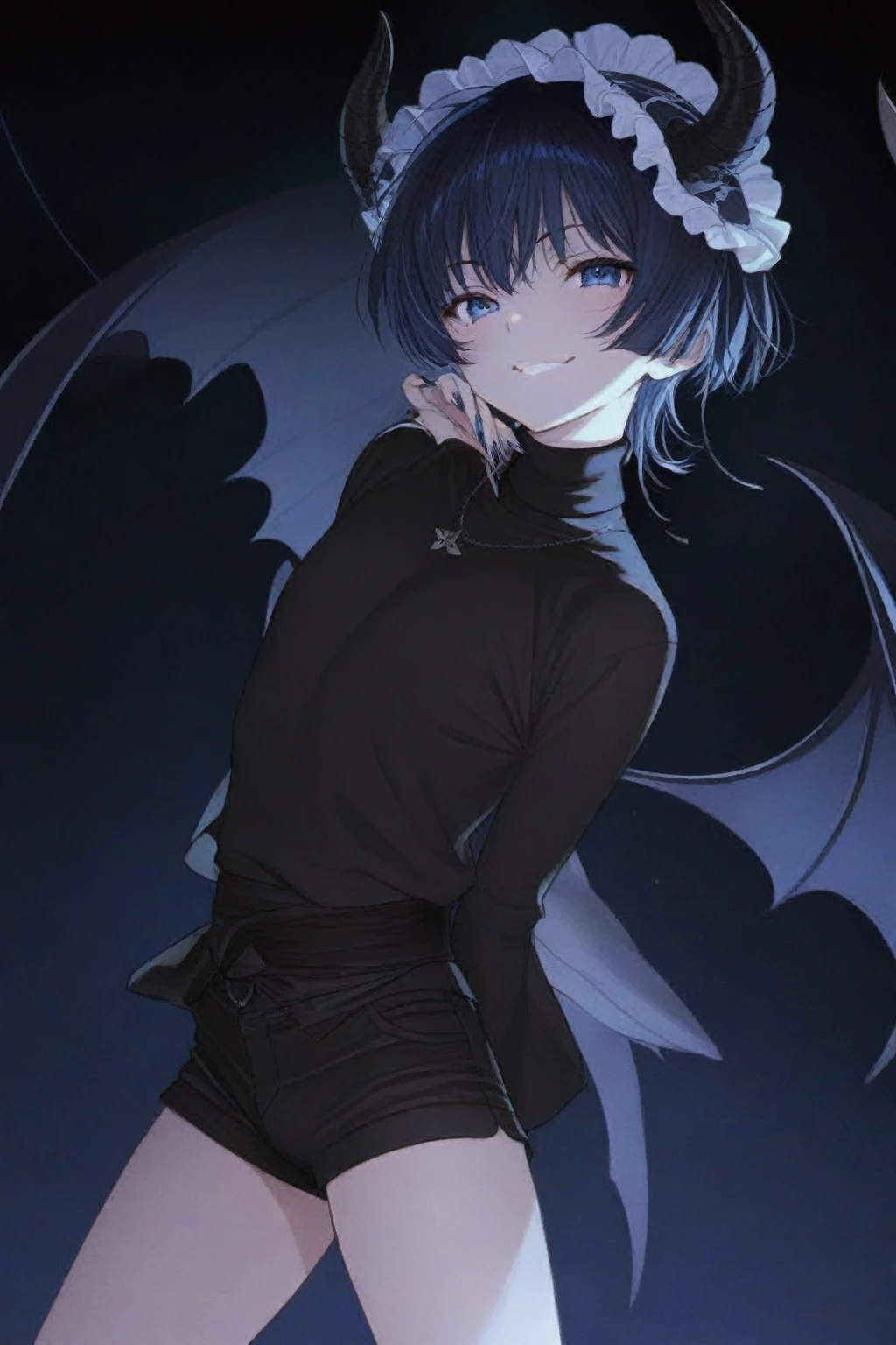 brown hair, blue eyes, human girl, skin become furry and like vaporeon, blue skin, shocking face