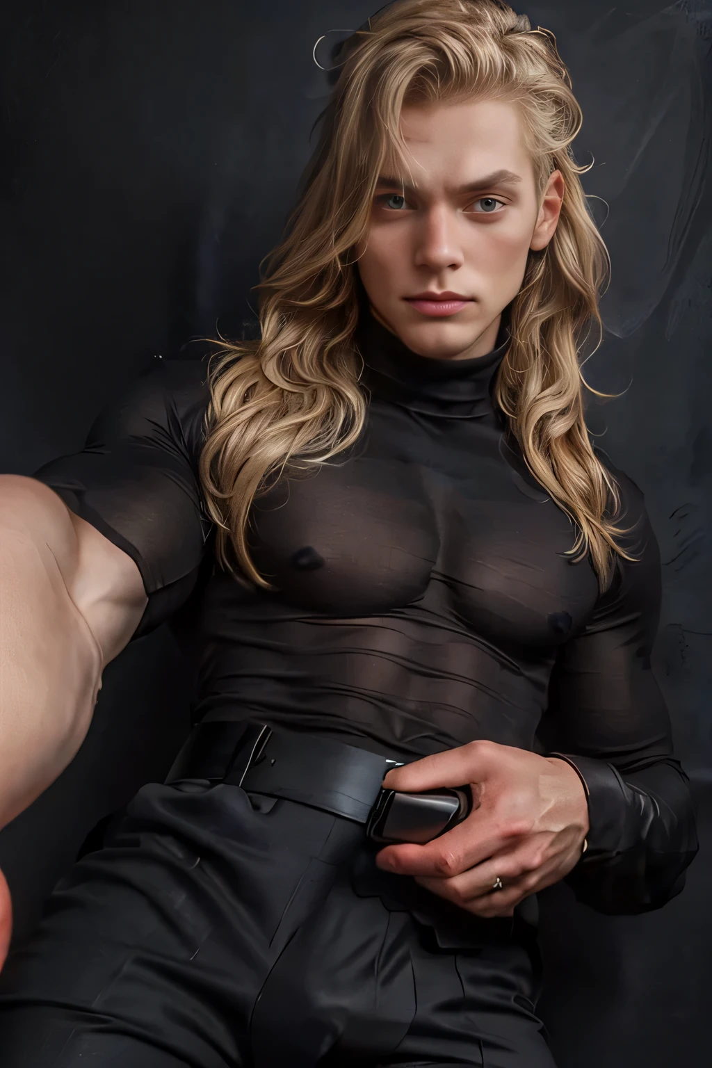 Nico Greetham, ((masterpiece)), ((best quality:1.2)), High Resolution, 8k, full body portrait, (ultra_realistic:1.3), (photorealistic:1.4), sharp focus, 1boy, (perfect face), wide angle, handsome, (((wearing a tight fitted black compression singlet:1.3))), ((t-shirt sleeves tight around his big biceps:1.3), (white shorts:1.3), standing in the doorway, serious expression, ((looking at viewer++)), blue eyes, pushed back blonde hair, broad shoulders, toned body, natural lighting, 4k uhd, dslr, soft lighting, high quality, ((looking at viewer:1.3)),