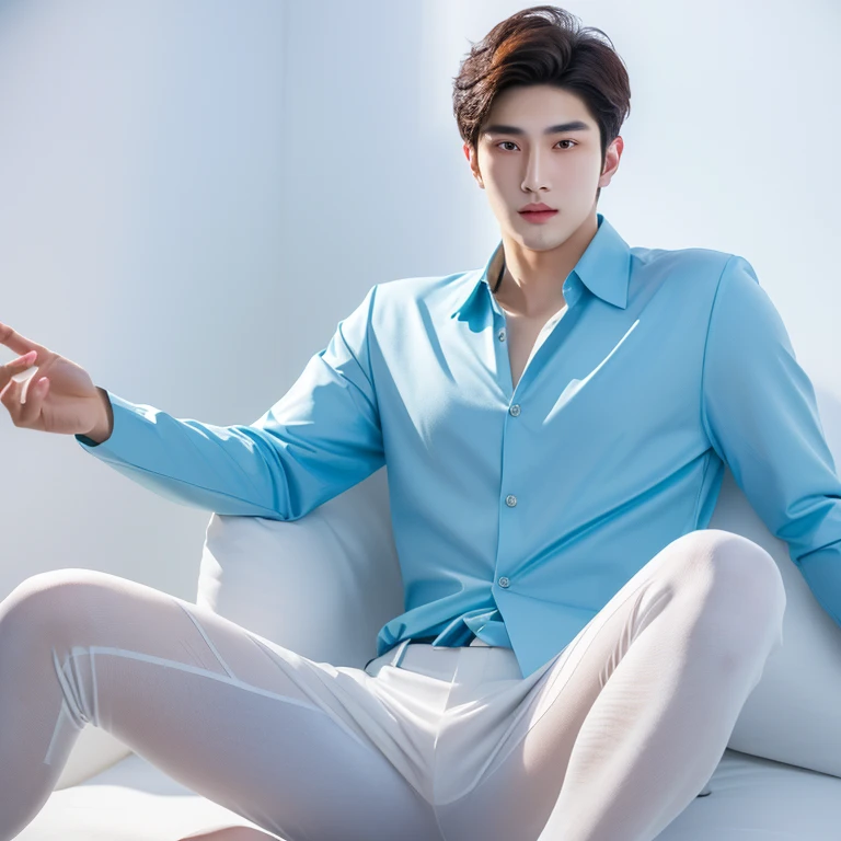 1 Young Man,handsome,musculine,The body is shaggy,Wear white trousers.....,Slim tights(detailed eyes:1.3),topless,Nudity all over,Black eyes,Large bulge,Esbian Full Body,