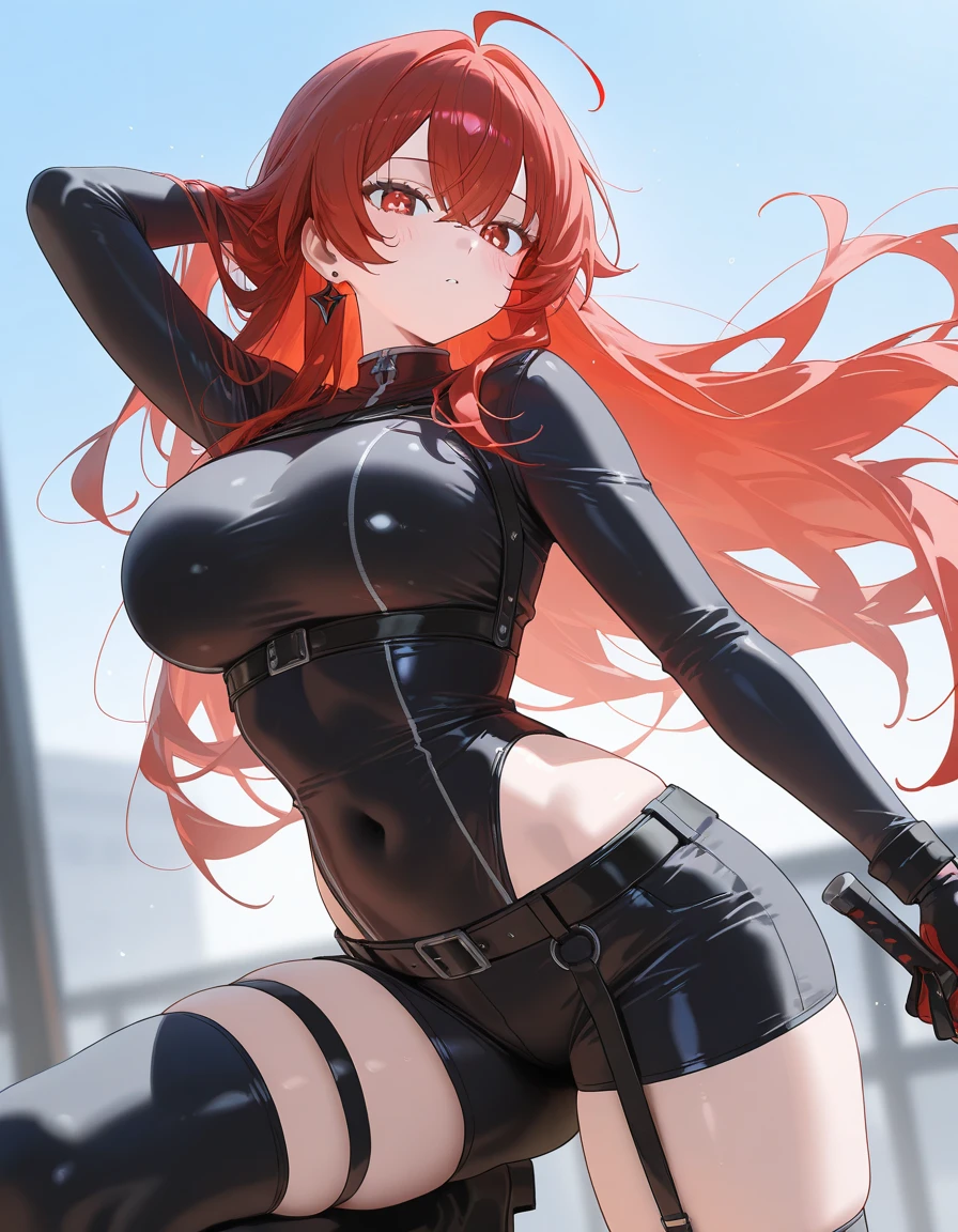 18 year old women, (solo) long red hair, posing, perfect body, slim body, 8k, extremely detailed, best quality