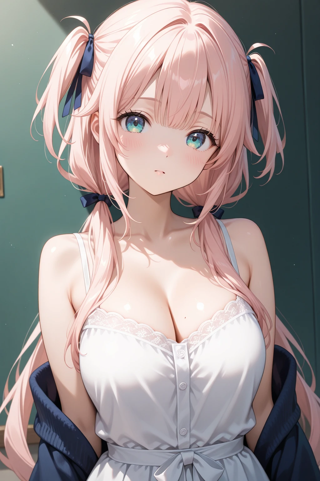 ((NSFW))、(masterpiece, Highest quality:1.3), (Super detailed:1.2), (hyperRealistic:1.3), (RAW Photos:1.2), High-definition RAW color photos, Professional photos, (PhotoRealistic:1.4), (Realistic:1.4), (Pink Hair:1.5), Professional Lighting, Perfect Anatomy, (Big Breasts:1.2), (blush, Detailed face), (Bright smile:1.5), Earrings, necklace, Gold bracelet, Sexy, erotic Sexy, (Slim body、Are thin、Model body type、Beautiful long legs)、Random sexy gravure poses, (White short sleeve shirt、Open chest、Navy blue checked skirt、school uniform、金のEarrings、:1.3)、To the tips of the feet、((Sweat))、((Sweatで濡れた肌、My hair is wet))、Double teeth、School classroom、Fallatio