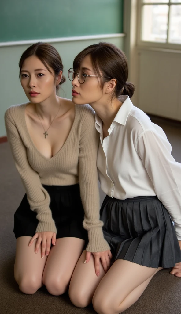 (Best quality, 8k, 32k, Masterpiece, UHD:1.2) "Generate a captivating artwork featuring a young Japanese girl model with short, sleek black hair styled in a chic bob haircut. Envision her bathed in dramatic cinematic lighting, creating an atmosphere of allure and mystery. Emphasize a romantic aesthetic vibe, showcasing the model in a poised and elegant pose that evokes a sense of intimacy and sophistication. Utilize warm and soft tones to enhance the romantic ambiance, and consider incorporating elements like flowing fabrics or flowers to add a touch of ethereal beauty. Capture the essence of romance and beauty through the model's expression, the play of light and shadows, and the overall aesthetic, creating a visually compelling and emotionally resonant piece."