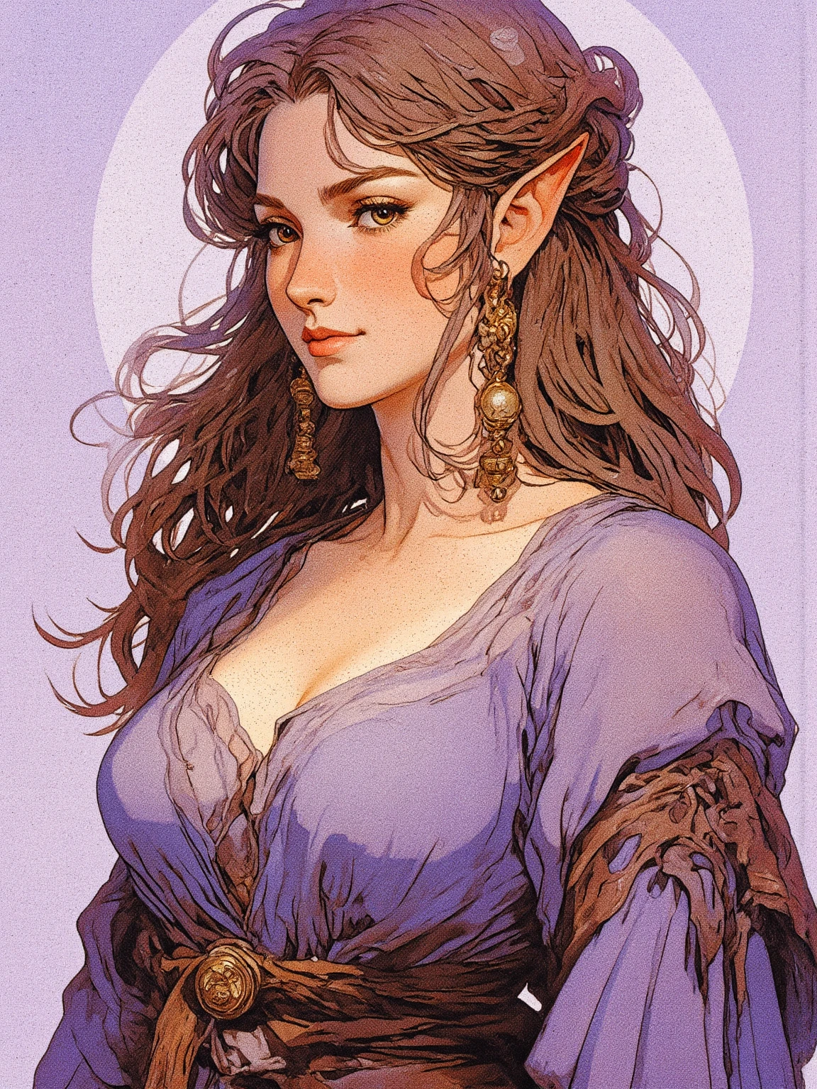 (masterpiece), (top-quality), sunset, natural lights, ,(realistic:1.5), 1girl, long brown hair, slim, looking to the site, elf princess, tiara, detailed medieval throne room in background, medieval_dress, cleavage, medium breasts, pointed ears, upper body, mid shot, masterpiece, detailed, mature, bright colors, high saturation, stunningly beaufiulf girl hazel eyes, black hair, punk hair, tanned, dark skin, africanamerican, precise hands, confident look、determined expression,, Clear eyes, Shining eyes,, ultra-definition, Top resolution, soft lightning
sultry look, seductive,