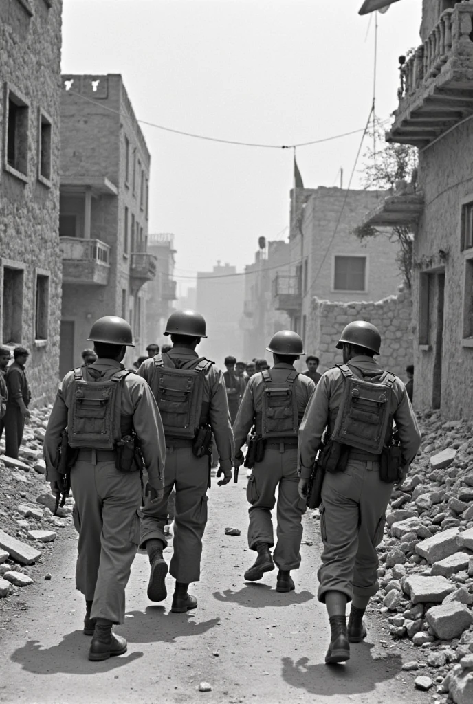 An old photograph depicting the moment Iranian revolutionary guards entered the U.S. Embassy in Tehran during the hostage crisis. The guards, wearing military fatigues and headbands with revolutionary slogans, are captured forcefully entering the embassy grounds. The building is detailed with the American flag being lowered in the background. The grainy, slightly faded image reflects the tension and gravity of the event, captured with the cameras of the time.