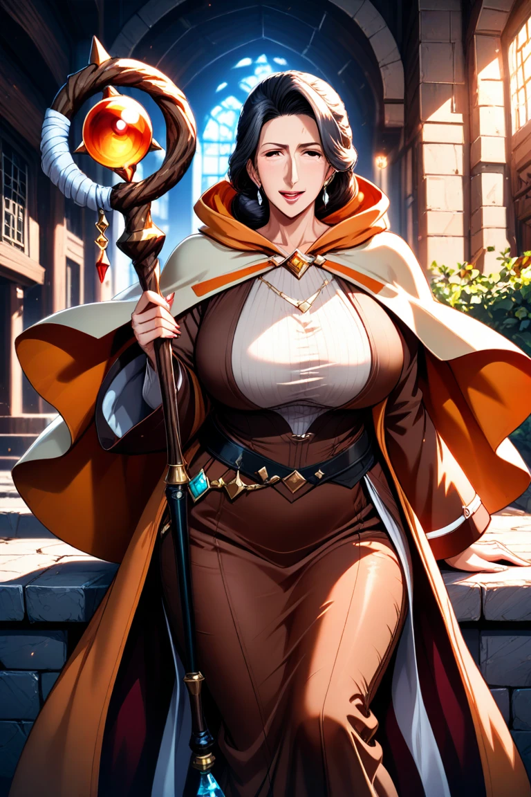 8k, ray tracing, vibrant colors, (1girl, solo), (justine courtney:1.8), hair over one eye, braid, black dress, white cape, brown hair, brown eyes, milf, large breasts, masterpiece, sharp focus, Best Quality, depth of field, cinematic lighting, very detailed clothes, (used condoms, condom belt, used condom belt, condom hair ornament:1.6), (abs), ((seductive smile)), Perfect eyes, perfect hair, Rich in details and textures, masterpiece, Best Quality, beautiful girl, Sun light, chiaroscuro, (perfect hands:0.7, Clean hands:0.7), ((((Professional photography)))), ((Dream)), Whole body
