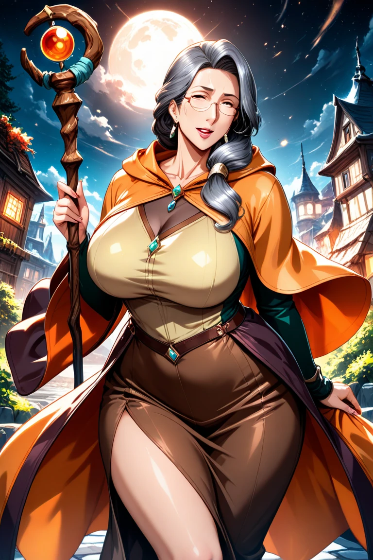 ((masterpiece), best quality, high quality, professional quality, highly detailed, highres, perfect lighting, natural lighting), Make a breathtaking, highly detailed illustration, Wrapped up, Madame, Average Height, Narrow Hips, Round Face, Dark Skin, Gray Hair, aquamarine Eyes, Narrow Nose, Pouty Lips, Receding Chin, Long Hair, Coarse Hair, Braided Updo, saggy breasts, Cuff earrings, coral velvet lipstick, A city of jelly buildings and streets covered in candy, defying reality, Crystals that form in a radial pattern, emanating from a central point like a burst of energy,Bard, Maestro, Tall, Skinny, Triangular Face, Fair Skin, Black Hair, Gray Eyes, Wide Nose, Thick Lips, Prominent Chin, Friendly Mutton Chops, Buzz Cut, Dreadlocks, A dark, foreboding swamp, filled with twisted, gnarled trees and dangerous creatures