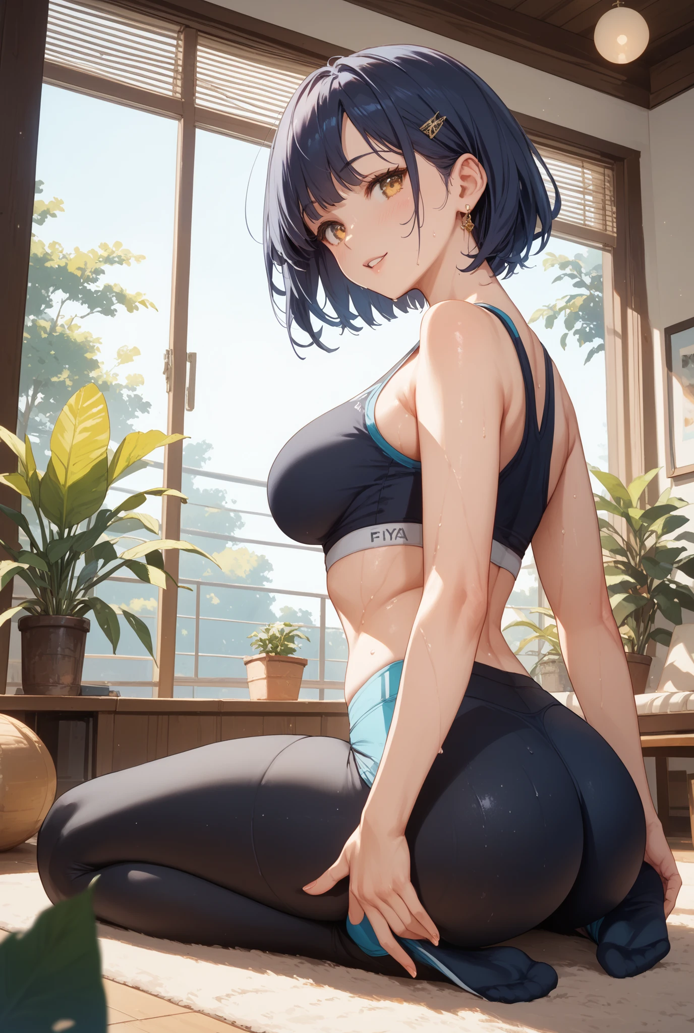 ((32k)), ((best quality)), ((ultra high res)), ((HDR)), ((UHD)), ((extremely detailed CG)), ((unity 32k wallpaper)), (masterpiece, highest quality:1.2), 2 Girls, Girl, alone,Are standing_Split, 
Yuuki eats, Long black hair, living room, Black tank top, black shorts, Embarrassed expression, 