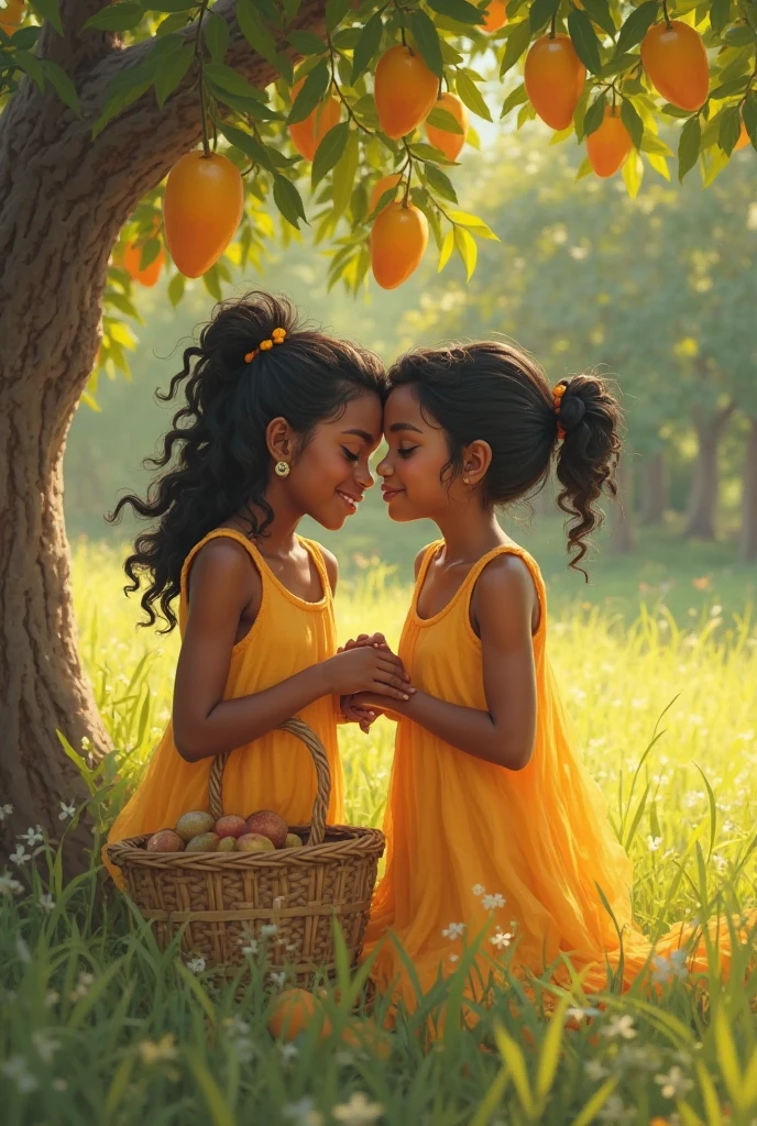 there is a GIRL CHILD 12 YEARS old, sitting on the floor holding a basket of oranges, wearing orange sun dress, photo shoot, photo shoot, , gorgeous young model, red dress and hat, promotional photo shoot, with straw hat, cute girl, modeling essay, by Gavin Hamilton, solo photo essay, beautiful girl, modeling photography