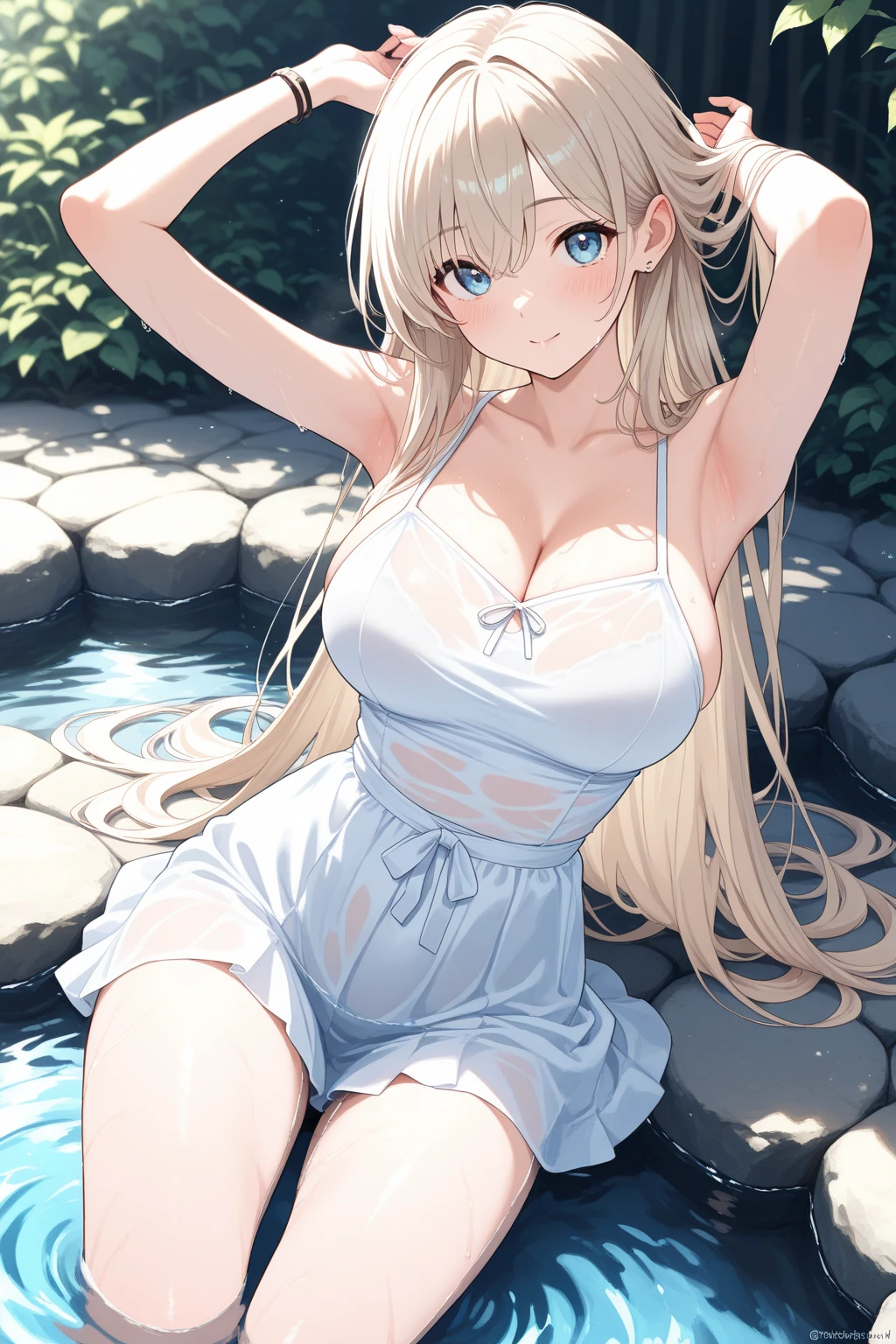 (highest quality)), ((masterpiece)), (Familiar), Perfect Face,Shiny skin,Beautiful breasts,how,Shiny skin、Kyoto Animation style painting、Hair、Golden Eyes、Sunburned skin、night、Braided Hair、Lying on your back、Leg spread、Sweat、Wet、
、Off the shoulder、Fishnet tights、Sweatだく、condom、White leotard