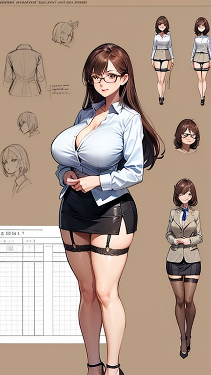 girl, alone, whole body, From head to toe, Are standing, (Huge Saggy Tits:1.3),
Character design sheet, Character Reference Sheet, 設計図のSchematic, Drafting, Blueprint, Schematic,
((Character design sheet:1.7, Character Reference Sheet:1.7,)),
anime/cartoon character wearing a girls , 1girl, alone, ,Mature Woman,Cleavage,Long sleeve,Collared shirt,White shirt,,(Tight Skirt),((garter belt)),(High heels),Skirt Suit,mini skirt,office lady,Long Hair, bow, , (Very short skirt:1.4), (lingerie:1.5),secretary,Thin glasses, (In underwear:1.8),nsfw,Full nudity、