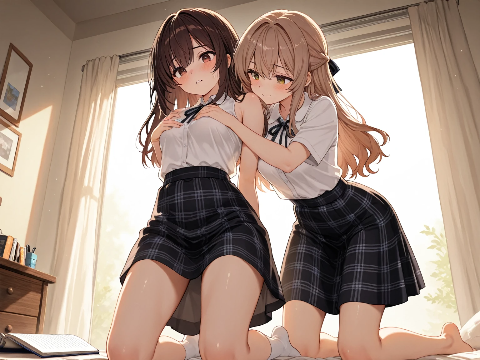 masterpiece, Highest quality, solo、Looking at the audience school uniform, tokiwadai_School_uniform, White shirt, Sweater vest, Plain grey mini skirt, , White loose socks, Leather shoes, Sit on、Spread legs、Hold your feet with your hands、Luxury white panties、Cute Underwear、,(((Roll up the skirt yourself))),(Lifted it himself),(Showing panties),Panty Focus,((get up,Spread your legs)),(( Exposed ??????))、((Middle kick:1.))、Sexy、invite
