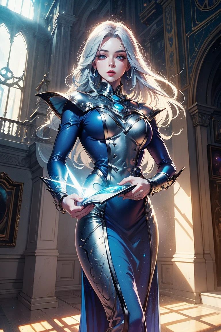 (Uma obra de arte de) Leliana from Dragon Age in a stunning and detailed fantasy setting, cabelos ruivos, capturando sua beleza, strength, and elegance, with vibrant colors and dynamic lighting
