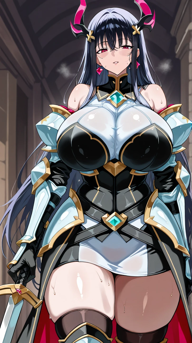 Un primer plano de una mujer con armadura sosteniendo una espada, portrait of female paladin, fantasy paladin woman, female paladin, picture of female paladin, gorgeous female paladin, Caballero femenino, Retrato Caballero Femenino, Hermosa caballero femenina, de una hermosa caballero femenina, Chica con armadura de caballero