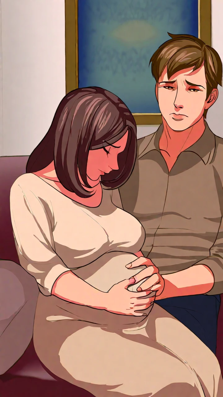 Make a milf anime character giving a blowjob to a fat old man she is kneeling in front of the fat old man is sucking the fat old man's crotch