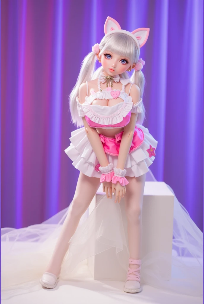 NSFW,小さな女の子,((1 man and 1 woman,having sex)),riding on top of a naked man,vaginal penis,small breasts,Nipples,silver hair,hair above one eye,pink eyes,((magical girl costume)),detached sleeves,beret,ribbon,Heart Pendant,earrings,(masterpiece,Highest image quality,best quality)
