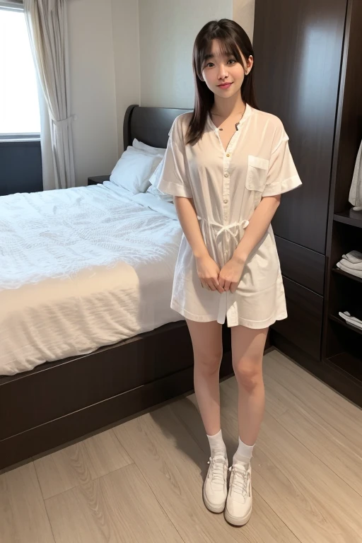 A 25-year-old woman in a white nurse uniform sits with her legs open, exposing her panties. Nurse ÉO H15, Wearing short white socks, Wearing a
nurse uniform, Nurse, Nurse girl、Wearing
short white socks, Sitting wearing short white socks, Wearing a pink blouse,