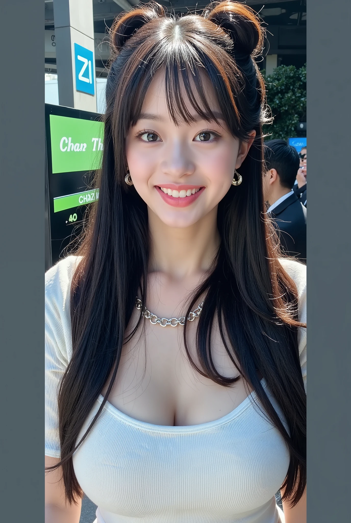 (Highest quality, masterpiece, Photo Real, Super detailed, Ultra-high resolution, born:1.3), One girl, cute, Japanese, smile, bangs, (Big Breasts), See-through leotard, (Playboy Bunny:1.3), See-through, Transbunny, (casino), Underarm, Cowboy Shot, (Wrist cuff), compensate, Bunny ears,