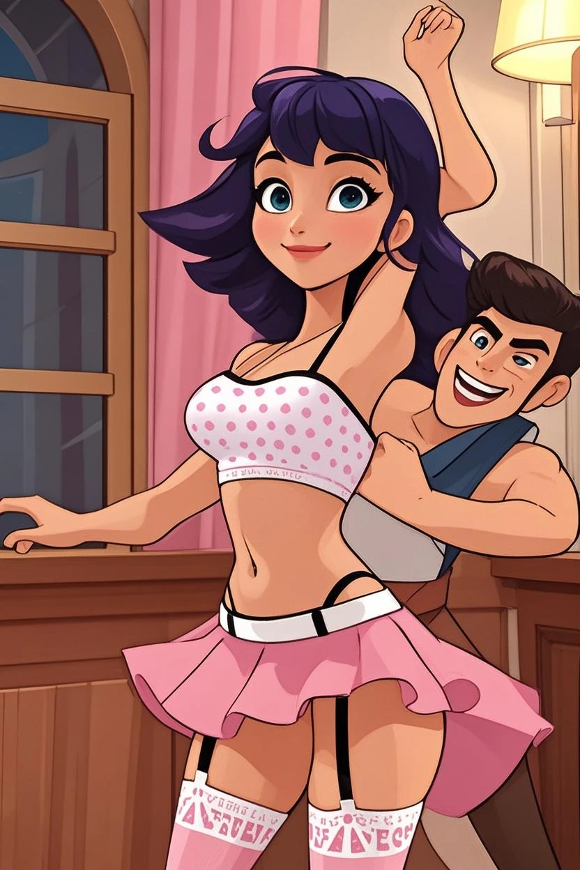 Hdr, masterpiece,4K, ray tracing, best quality, 1boy, 1girl, steven quartz universe, connie maheswaran, face to face,enamored couple, passionate sensuality, nightclub background, erotic dancing, couple focused, couple dancing together, highly-detailed animation, beautiful aesthetic, detailed smooth textures, motion lines, incredible absurdres, sharp gradients, deep highlights, unreal engine, incredibly detailed, dynamic lighting, carnality,
dynamic perspective, dynamism, brilliant shading, sensual shadowing, sensuous atmosphere, intricate fabric details, amazing skin, perfect hands, perfect, perfect eyes, steven quartz universe, age 23, fat man, handsome, wavy black hair, strongman waist, deep brown eyes, round face, urban masculine rave outfit, connie maheswaran, age 22, salacious rave girl, blue fire decal urban rave minidress, perfect square physique, beautiful detailed black eyes, flowing, shining, wavy black hair, toned, wide hips, firm chest, hypnotic hips, salaciously smiling, looking over shoulder