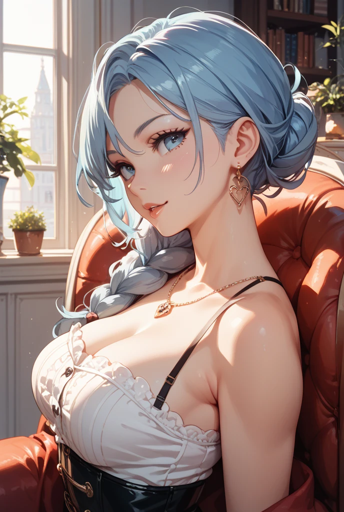 Anime - style illustration of two women kissing in a café, Extremely detailed Artgerm, WLOP and Sakimichan, Range Murata and Artgerm, nixeu and sakimichan, sakimichan and frank franzzeta, Guviz-style artwork, kissing together cutely, 8K high quality detailed art，huge tit