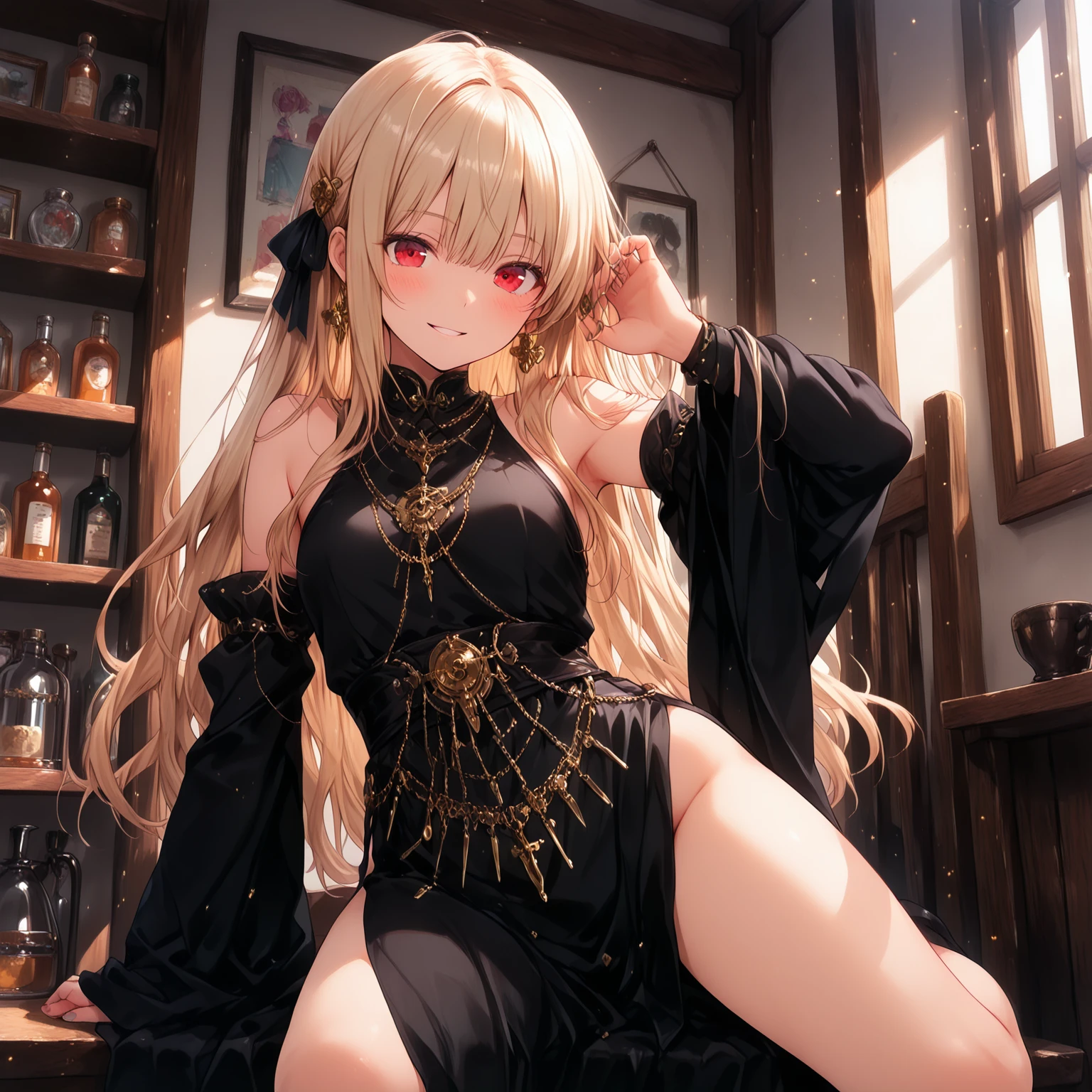 (best quality),(Masterpiece),dynamic angle,(extreme detailed illustration),(extremely detailed CG unity 8k wallpaper),amazing,Depth of field,(highly detailed),((an extremely delicate and beautiful)),((1girl)),((extremely detailed eyes and face)),detail hands,cat gril,(gradient purple eyes),slit pupils,((gradient blond long hair)),very long twin tails,(ahoge),one side up,hair between eyes,two side up,hair spread out,((hairpin)),hair ornament,((hair ribbon)),blonde hair,long twin tails,((cat ears)),small breasts, outfit-highestbid,